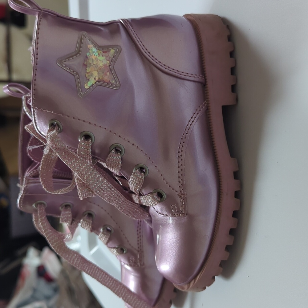 Harper canyon girls pink metallic boots sparkle star size 9